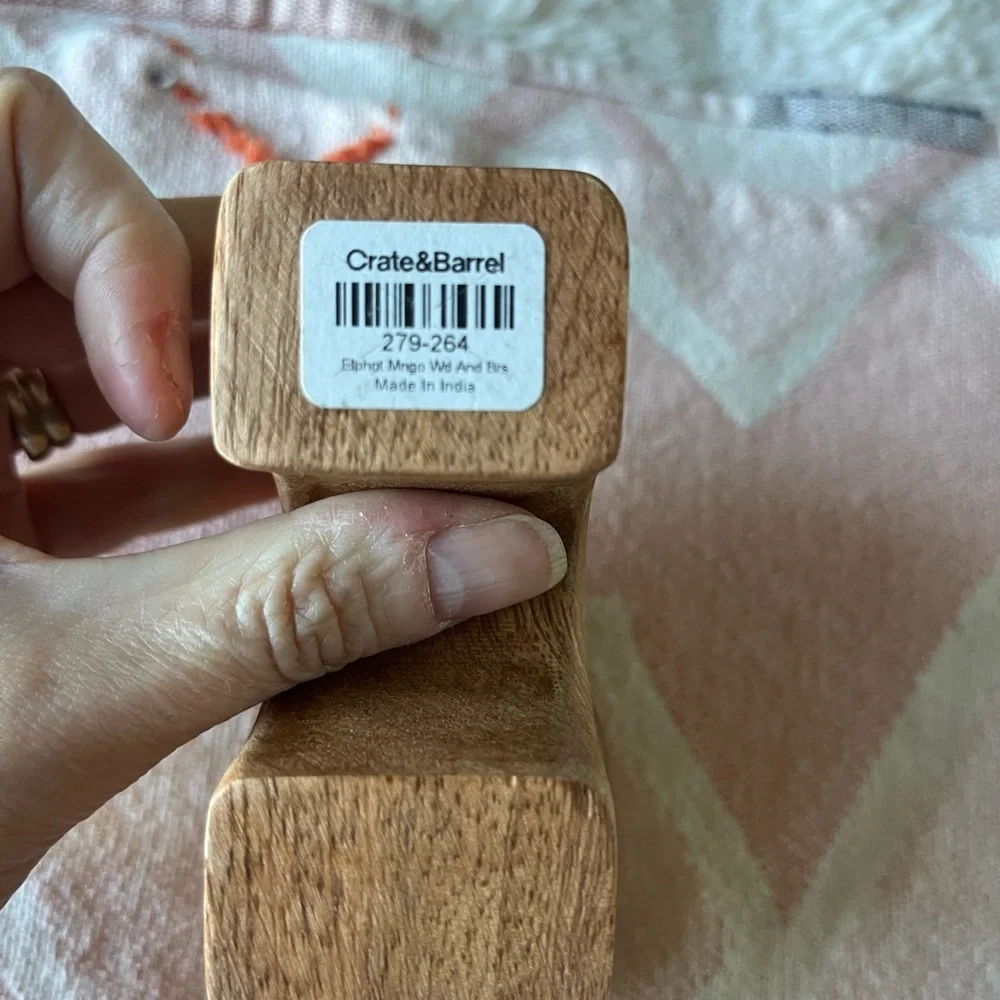 Crate&Barrel Brown Elephant with Gold Detail